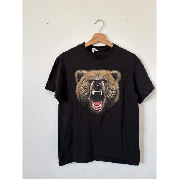 Vintage Wildlife Bear T-Shirt – Black – Size Medium (Runs Small) - Picture 1 of 3